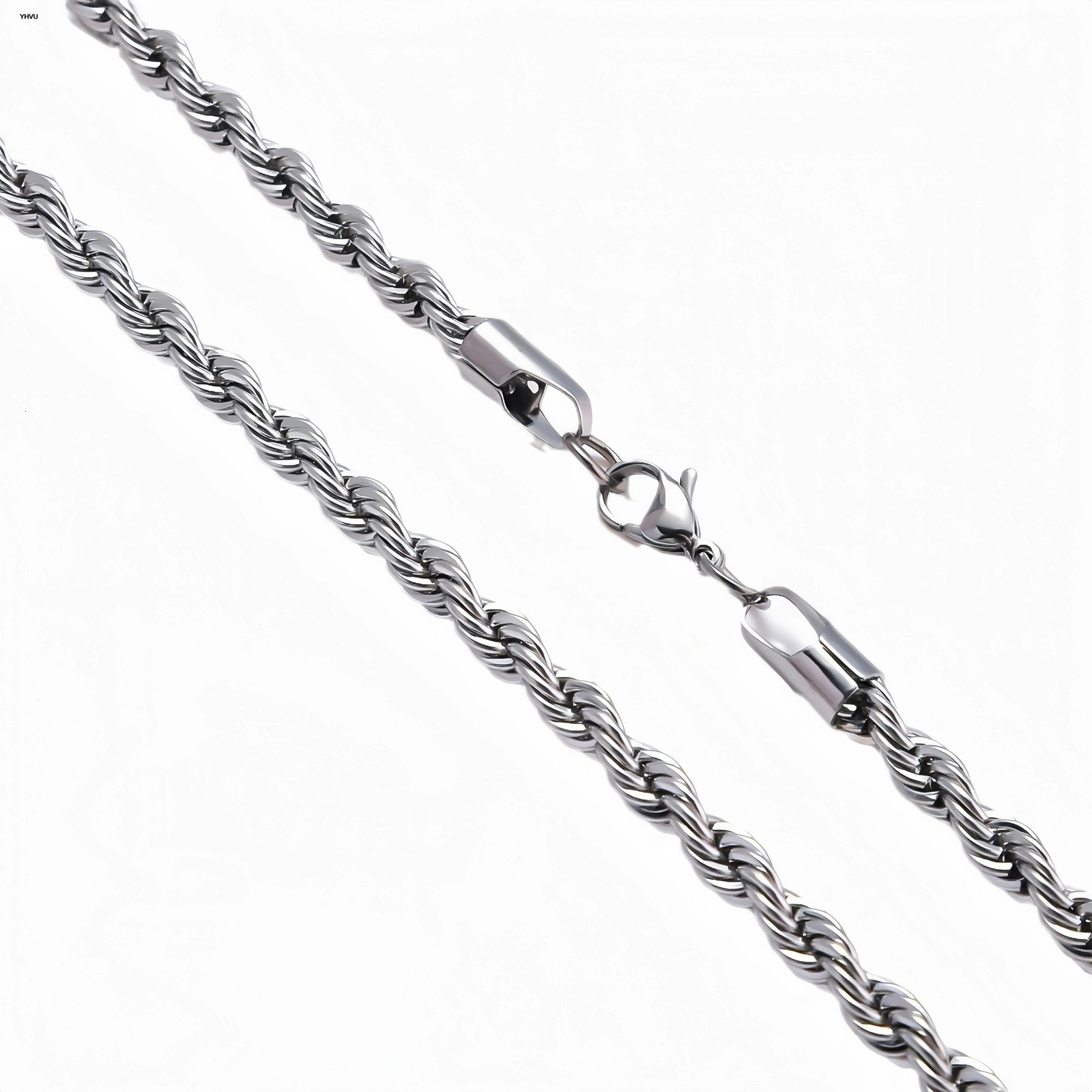Yhvu Men Ropes Long Necklace Stainless Steel Minimalist Twist Rope Chain Available in Gold Color Silver 2 TO 5mm 250704