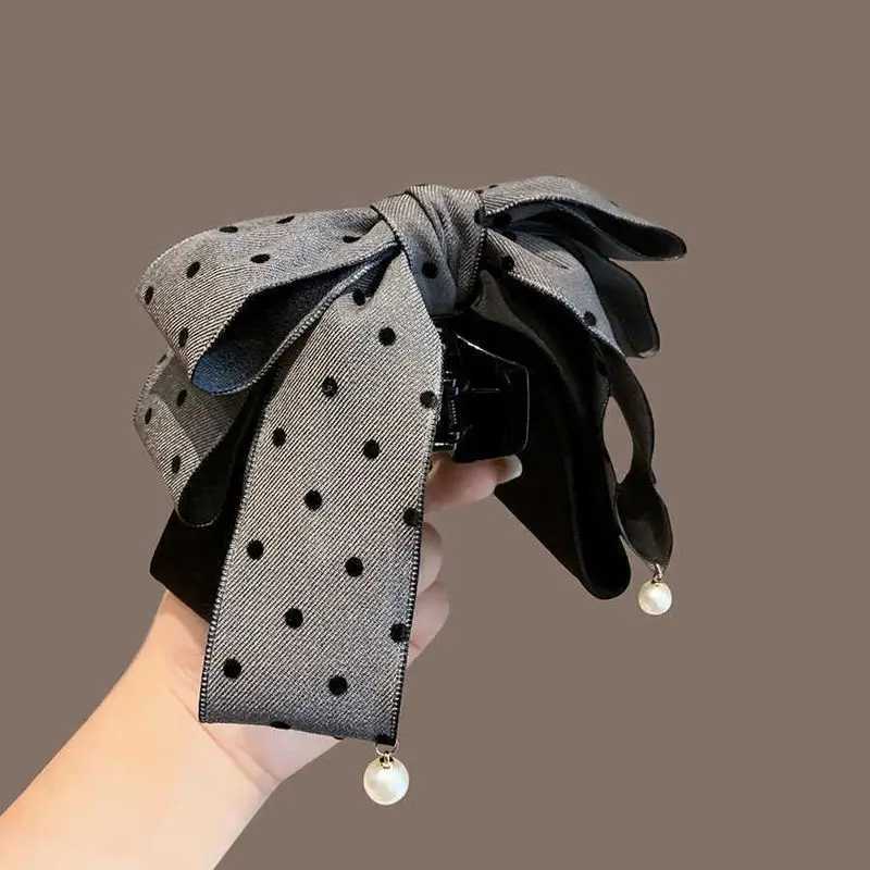 1pc Sweet bow hair clip half tied hair clip exquisite clip Korean East Gate temperament polka dot ponytail clip female Z250707