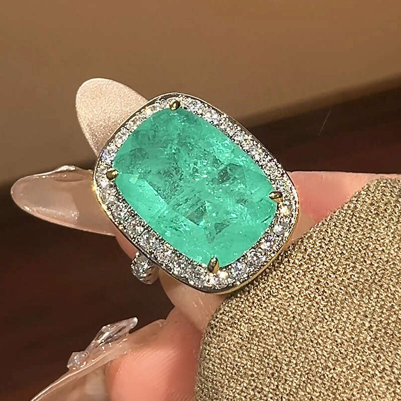 Hua Youmei Jewelry Ring Imitation Red Corundum Emerald Zircon Women's High-End Luxury Accessories 56F