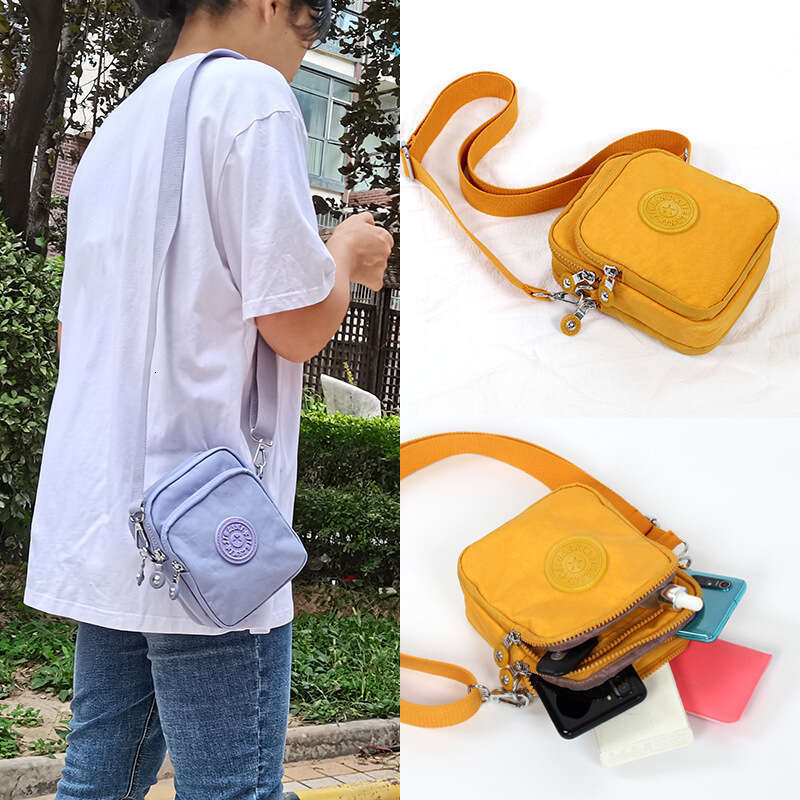 2024 New Three-Layer Phone Bag for Women, Crossbody Mini Bag, Versatile Summer Oxford Canvas Walking Coin Purse