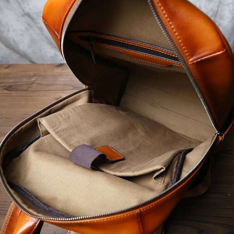 Vegetable Tanned Shoulder Backpack Men's Head Layer Cowhide Vintage Casual Multifunctional Large Capacity Computer Bag