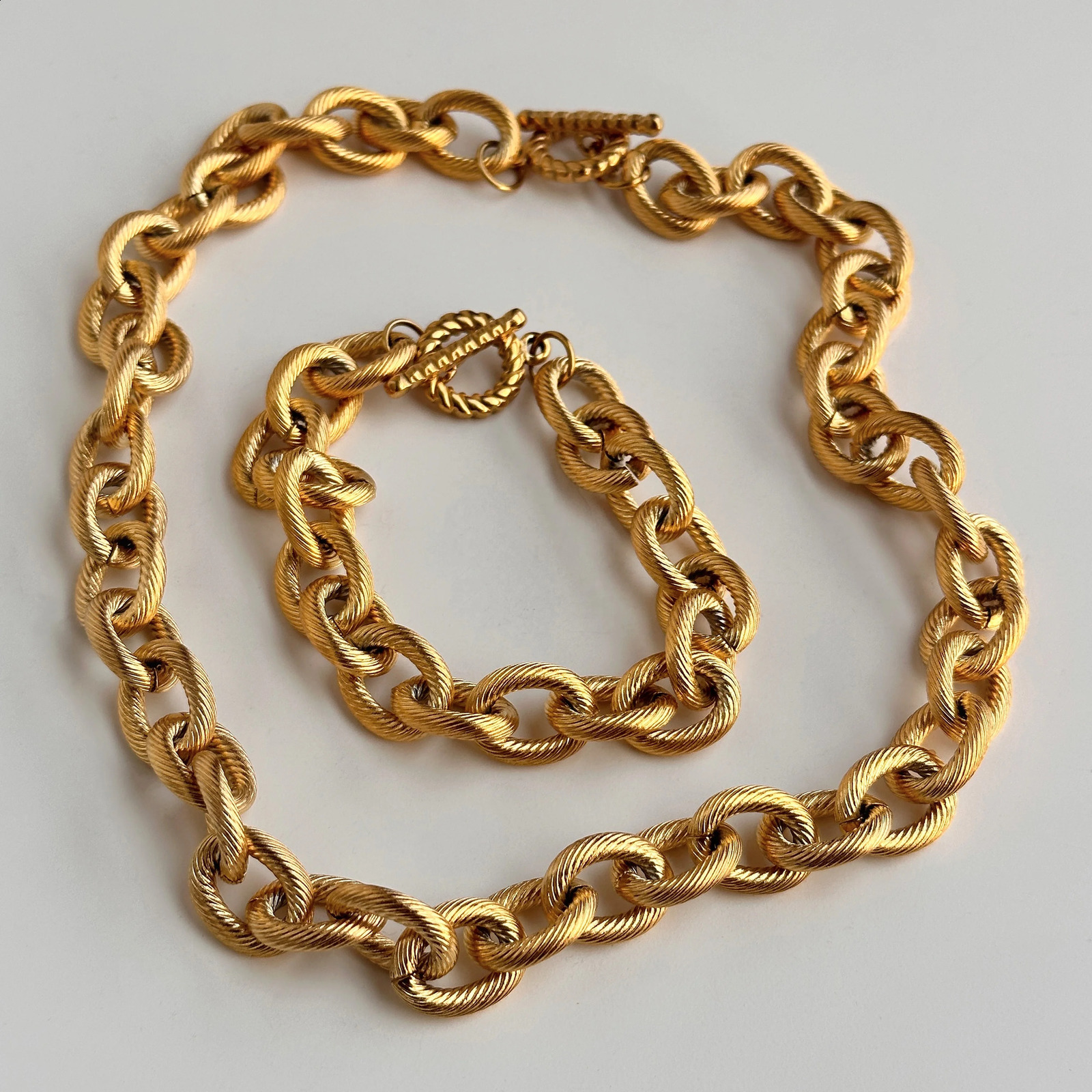 DASEIN Vintage Hip Hop Stainless Steel Chunky Chain Necklace Bracelet 18k Gold Plated Tarnish Free Jewelry Unisex 250707