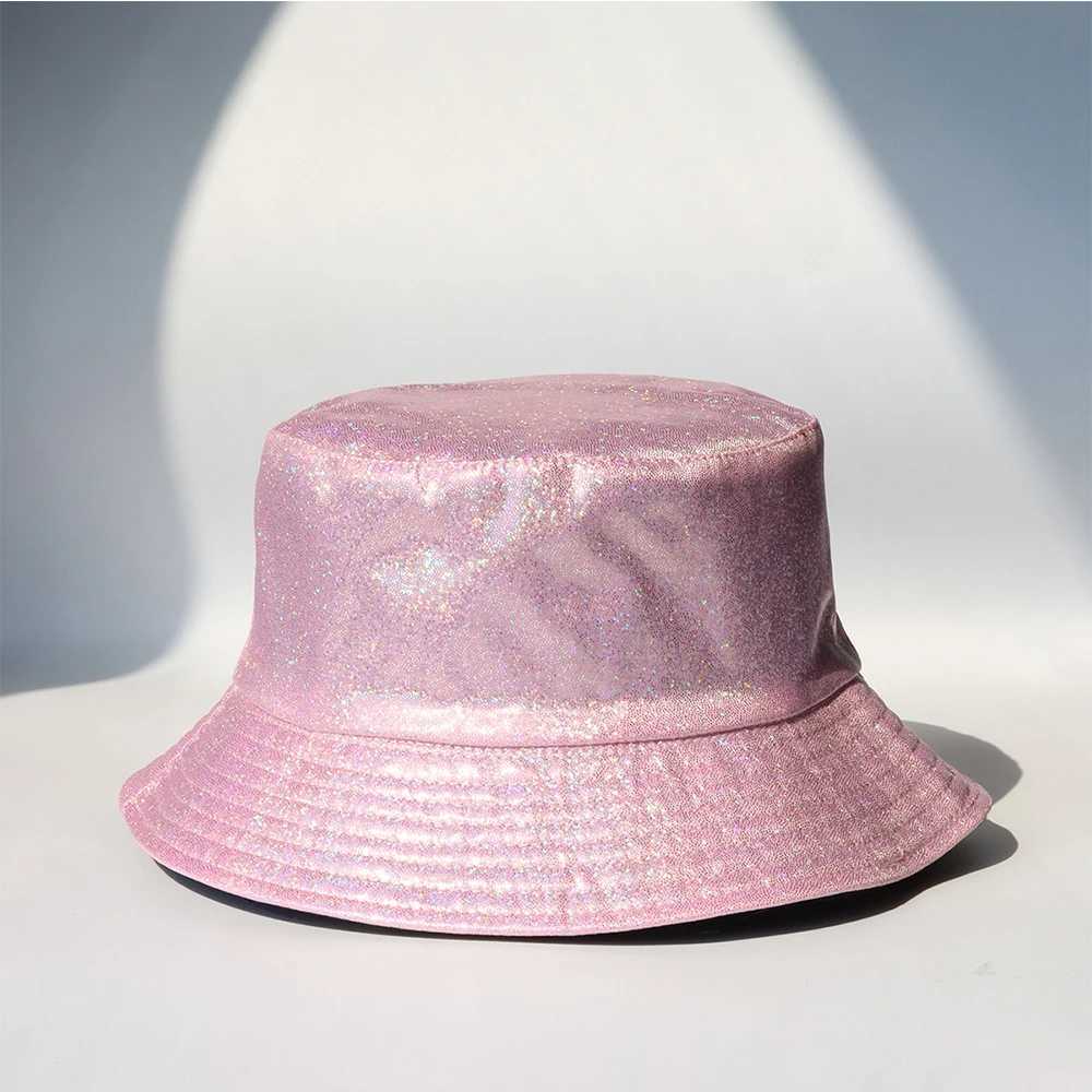 2023 Laser Colored Fishermans Hat for Men Women Bright Leather Bucket Hat Can Be Worn on Both Sides Sunshade Hat Fashion Hat Y250707