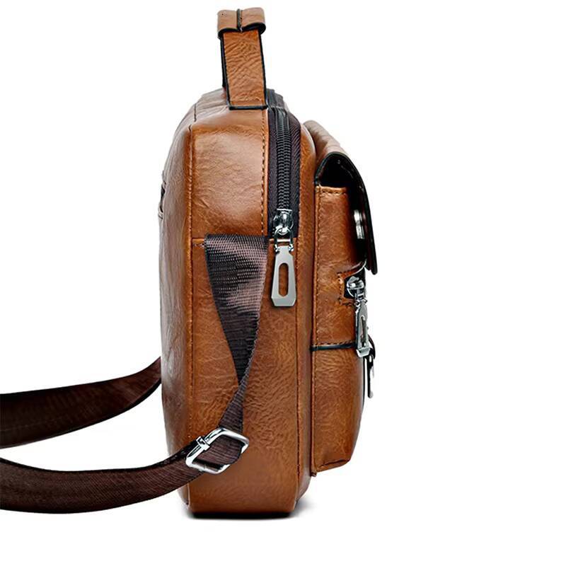PU Handbag Mens Casual Business Large Capacity Shoulder Crossbody Bag ddmynov