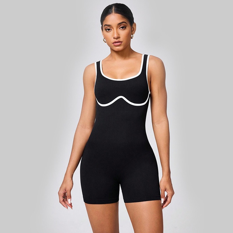 Seamless Shockproof One-Piece Suit for Aerial Performance - Colorblocked Yoga & Dance Wear Jumpsuit