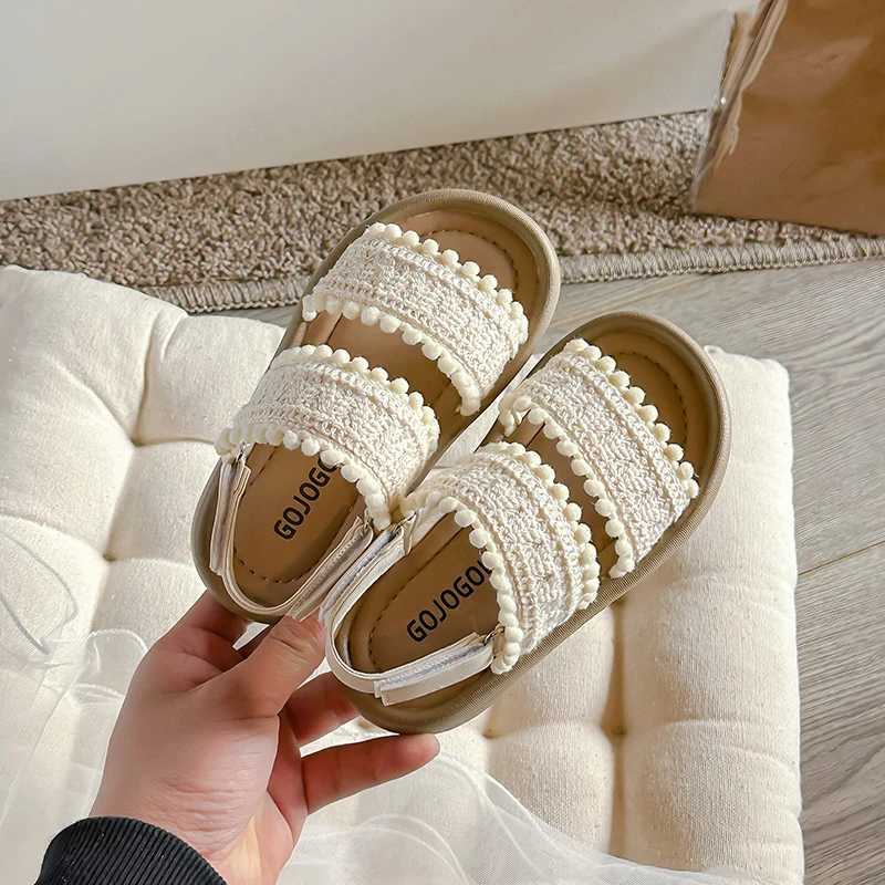 2024 New Soft Ethnic French Wind Open-toe Cool Breathable Princess Shoes for Kids Fashion Girls Versatile Platform R250707