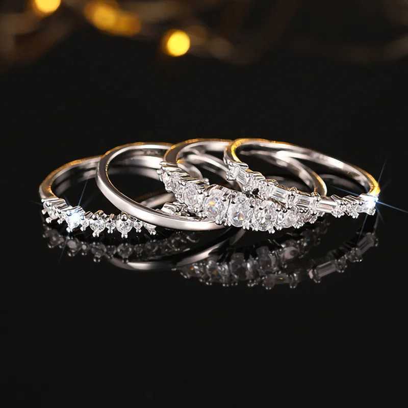 925 Sterling Silver Fashion Stackable Rings for Women Luxury Modern Bright Cubic Zirconia Finger Jewelry Wedding Band Accessory XJ250707