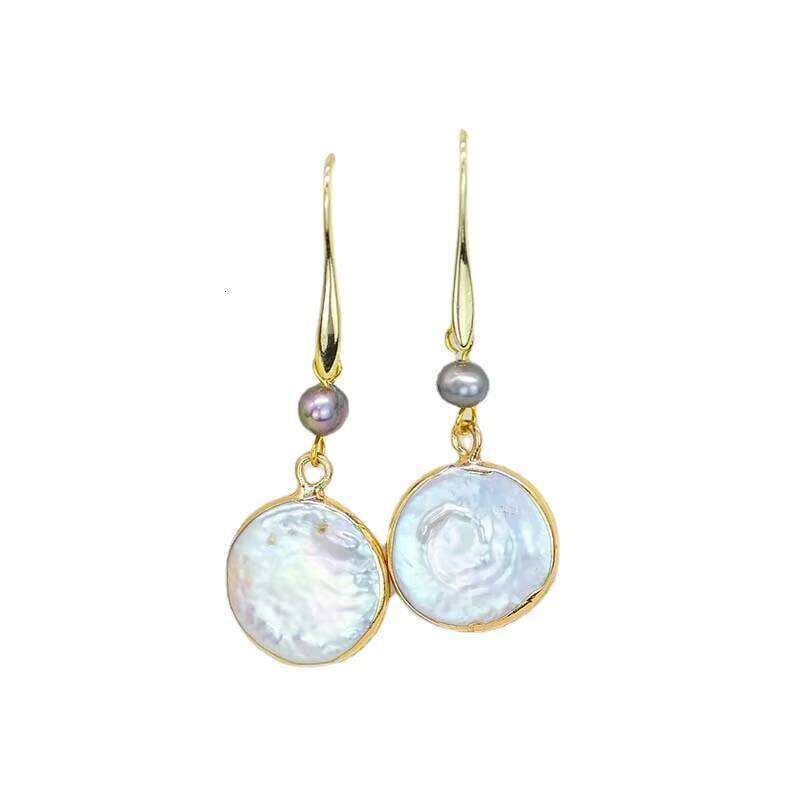 Gray Pearl Irregular Bohemian Style Earrings Water Drop
