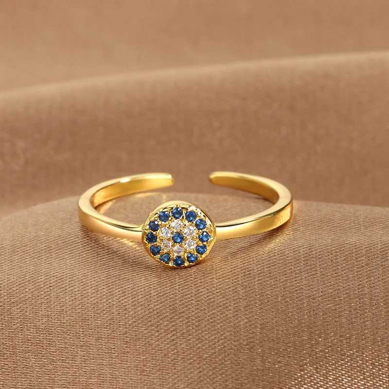YILUOCD Blue Zircon Devil Eyes Open Adjustable Rings Lucky Turkish Evil Eye Finger Rings For Women Wedding Band JewelryXJ250707