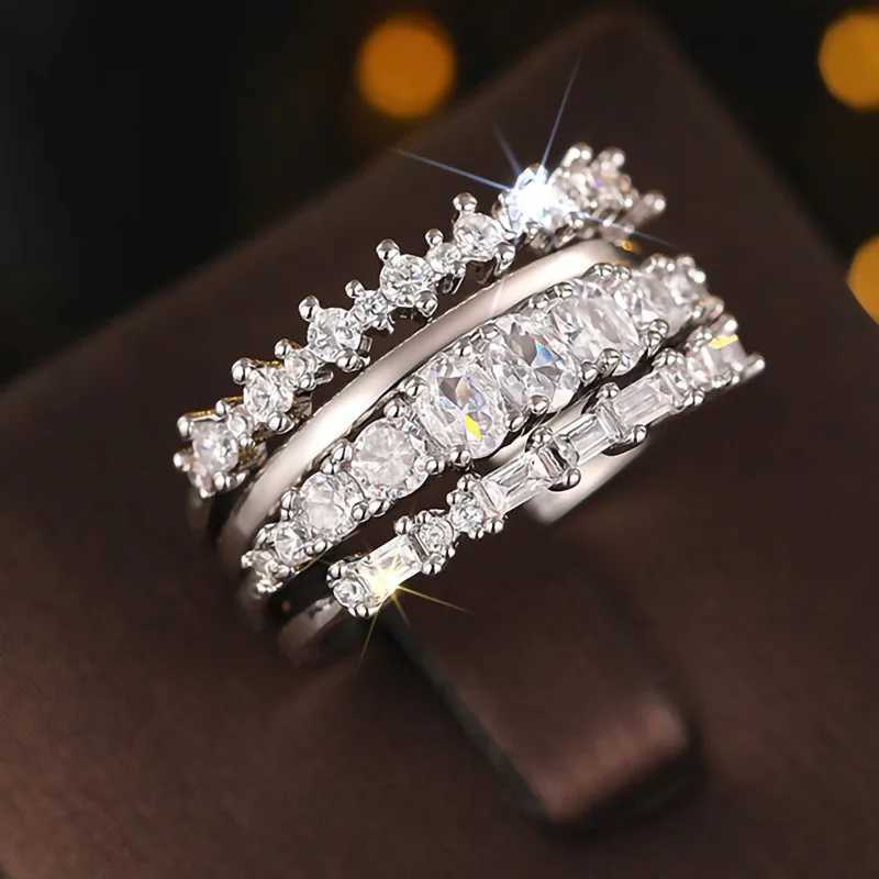925 Sterling Silver Fashion Stackable Rings for Women Luxury Modern Bright Cubic Zirconia Finger Jewelry Wedding Band Accessory XJ250707