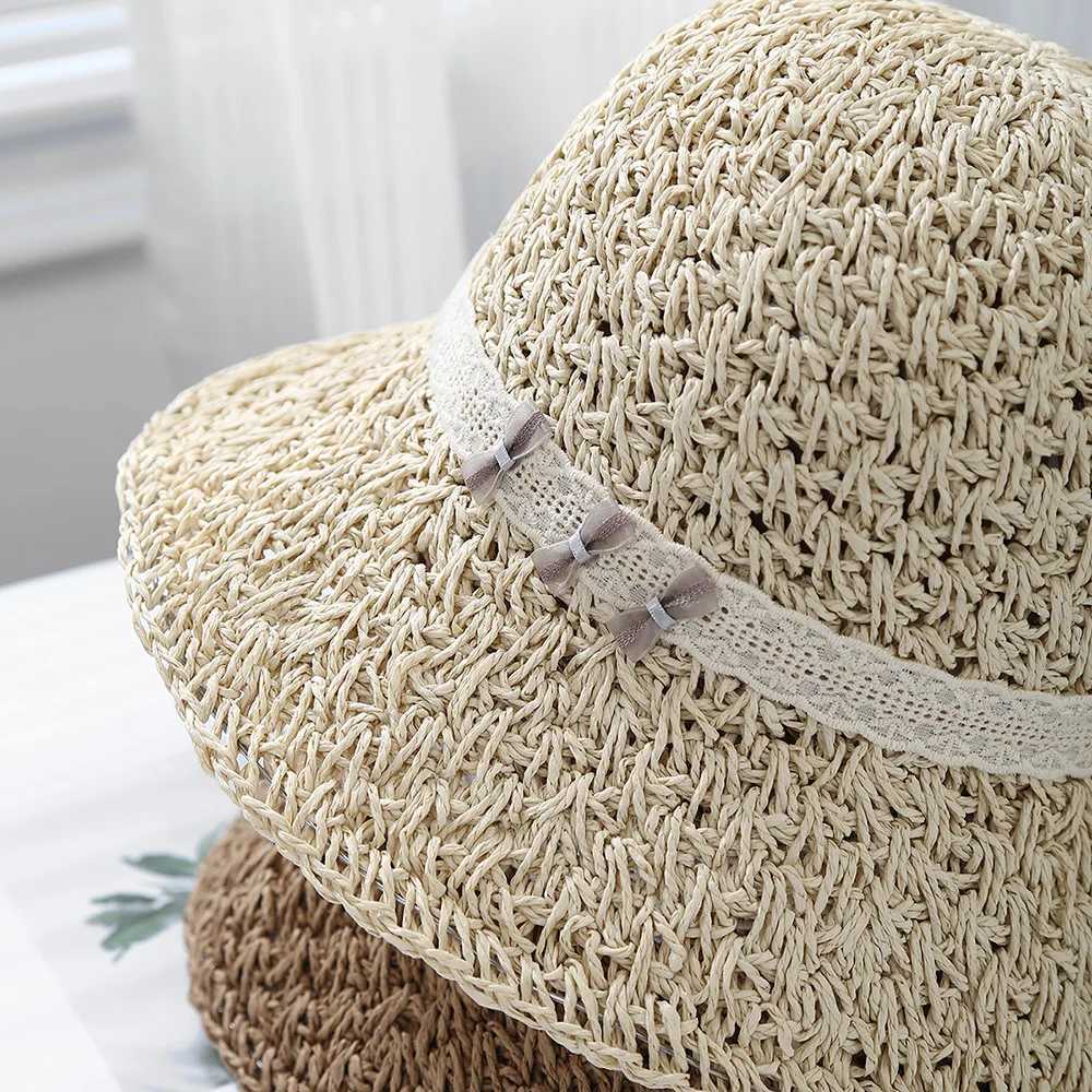 Summer Hats For Women Sun Hat Wide Brimmed Foldable Handmade Bow Bucket Hat Female Sunshade Korean Style Sunhat New Y250707