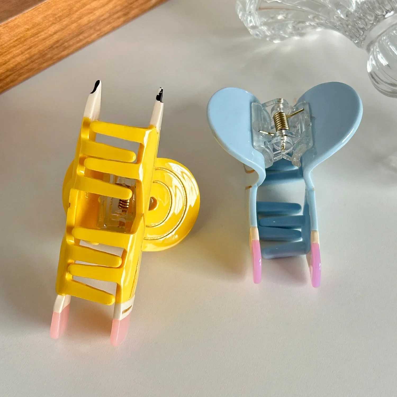 Muweordy New Creative Pencil Hair Claw Acetate Claw Clip Funny Pen Crab Hair Clip Shark Clip Hair Accessories for Woman Girls Z250707