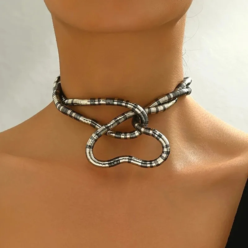 Vinatge Bendable Geometric Long Chain Necklace for Women Multilayed Unique n Party Jewelry Gifts 250704
