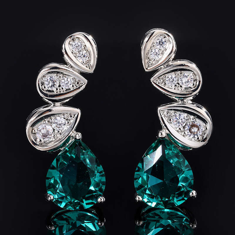 Royal Blue Row Dia Water Drop Symmetrical S Sier Needle Stud High-End Design Socialite 2023 New Earrings 379