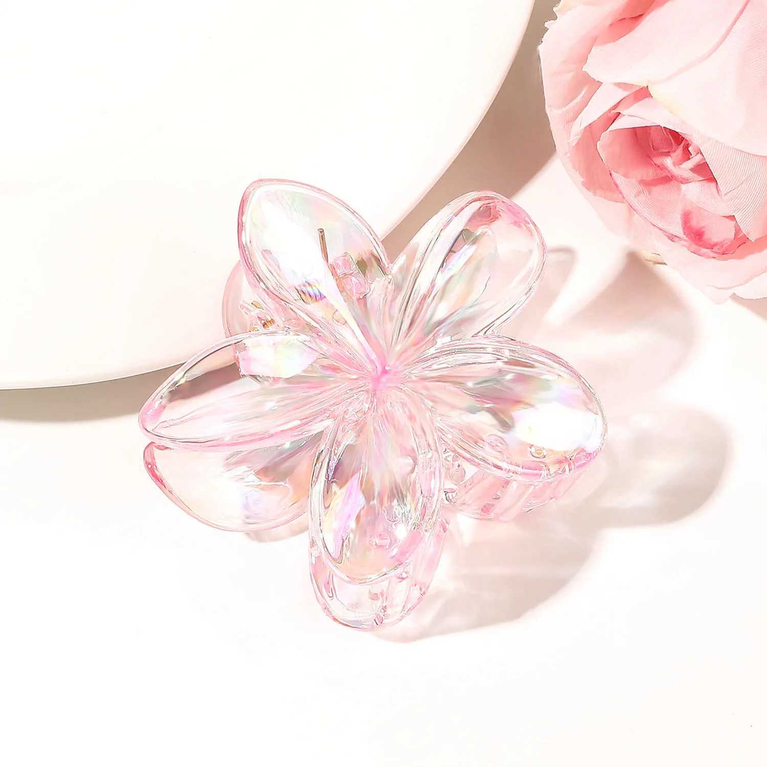 Transparent Flower Hair Claw Clips Women Crab Hair Clip Floral Hair Claws Ponytail Holder Hair Clips Hairpin Barrette Headwear Z250707