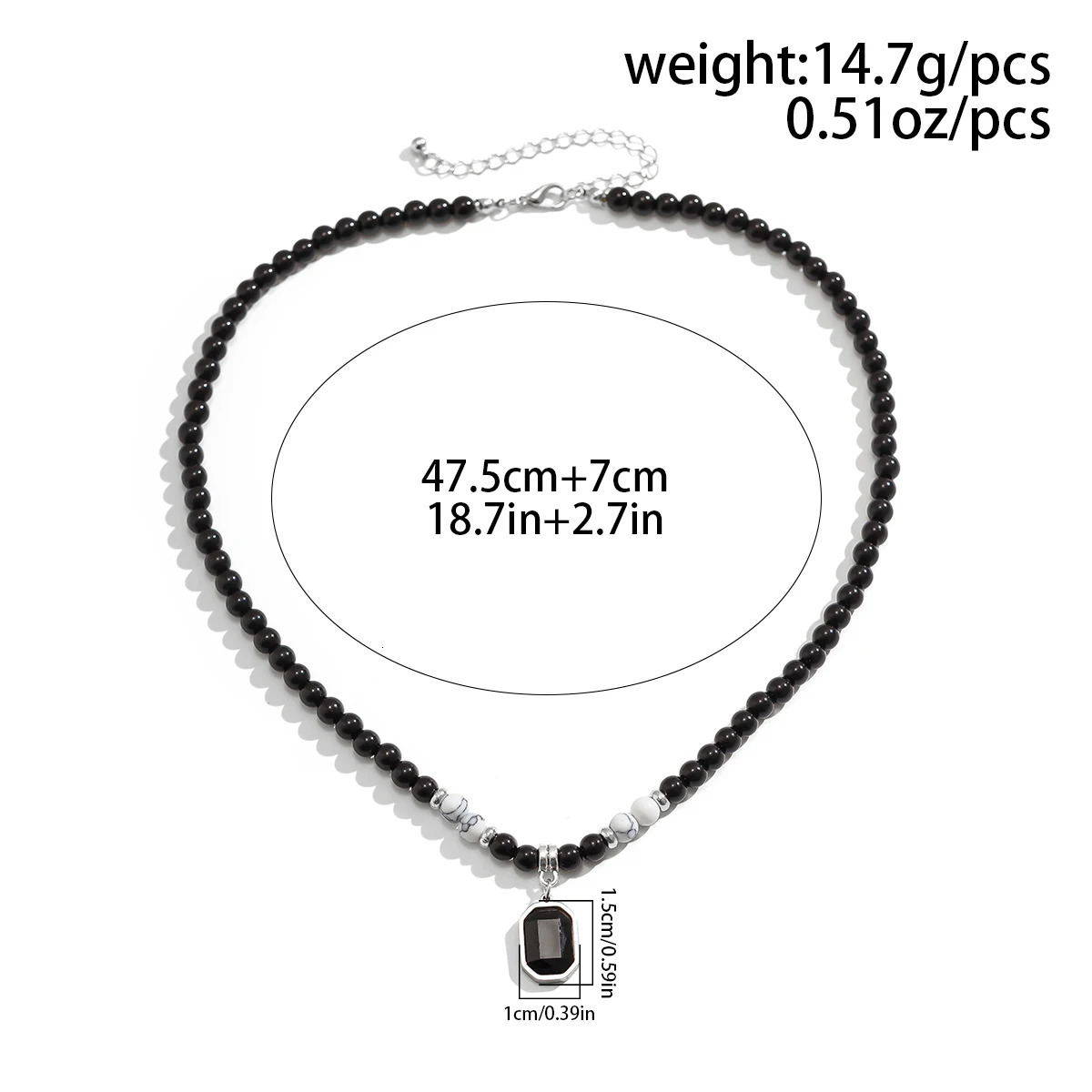 KunJoe Hip Hop Stainless Steel Square Pendant Necklace for Men Natural Tiger Eye Stone Acrylic Bead Strand Neck Jewelry 250704