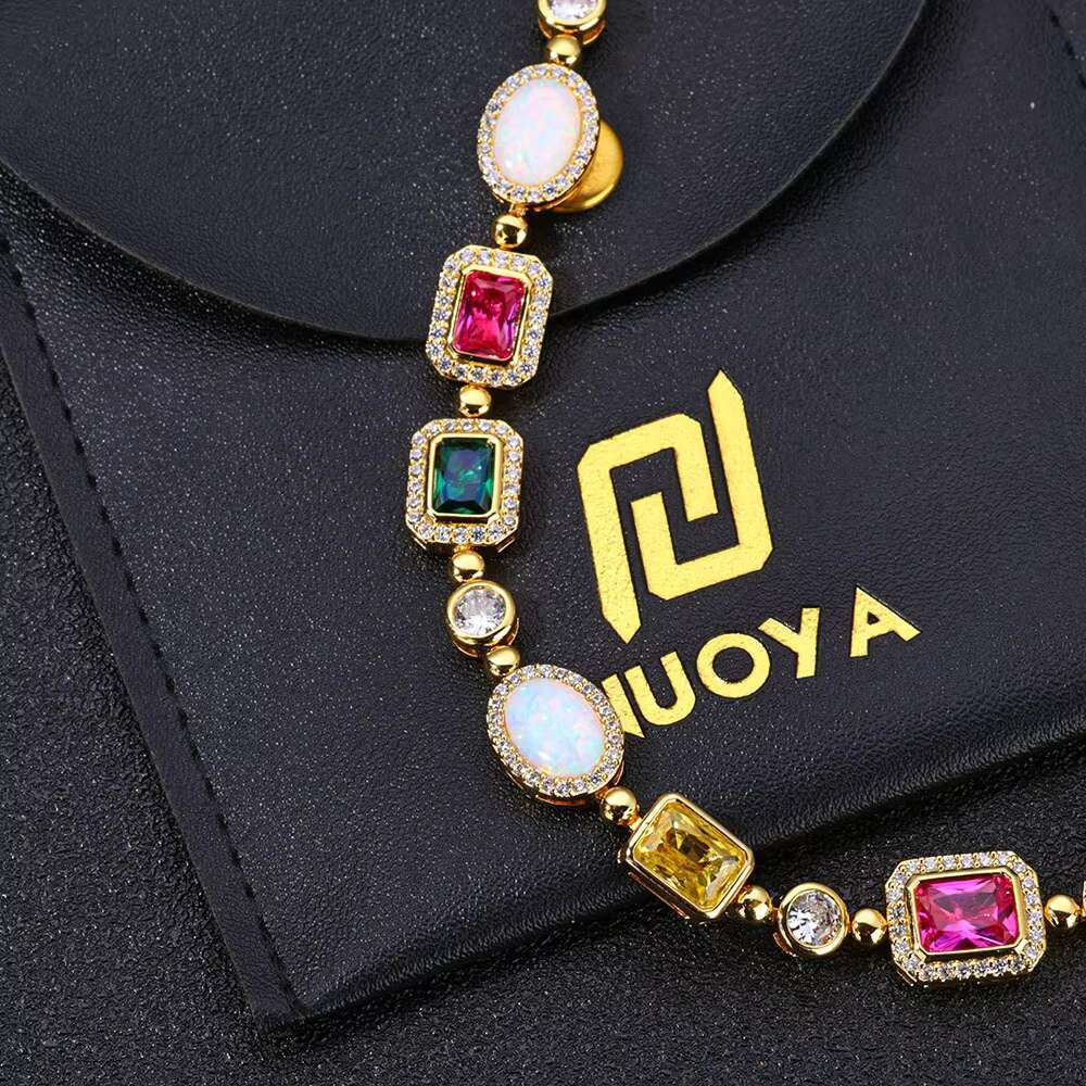 European and American Moissanite Colored Gemstone Ladies S925 Silver Jewelry Upscale Necklace
