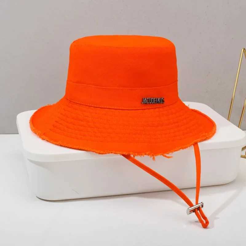 2025 New Frayed Metal Letter Large Brim Fishermans Hat for Women Summer Sun Protection Outdoor Hiking Trend Sun Protection Hat Y250707