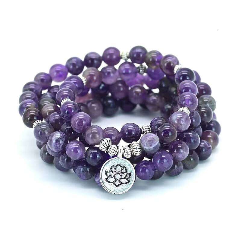 Hot Sale Mala Beads 108 Amethyst Accessories Lotus Necklace Bracelet