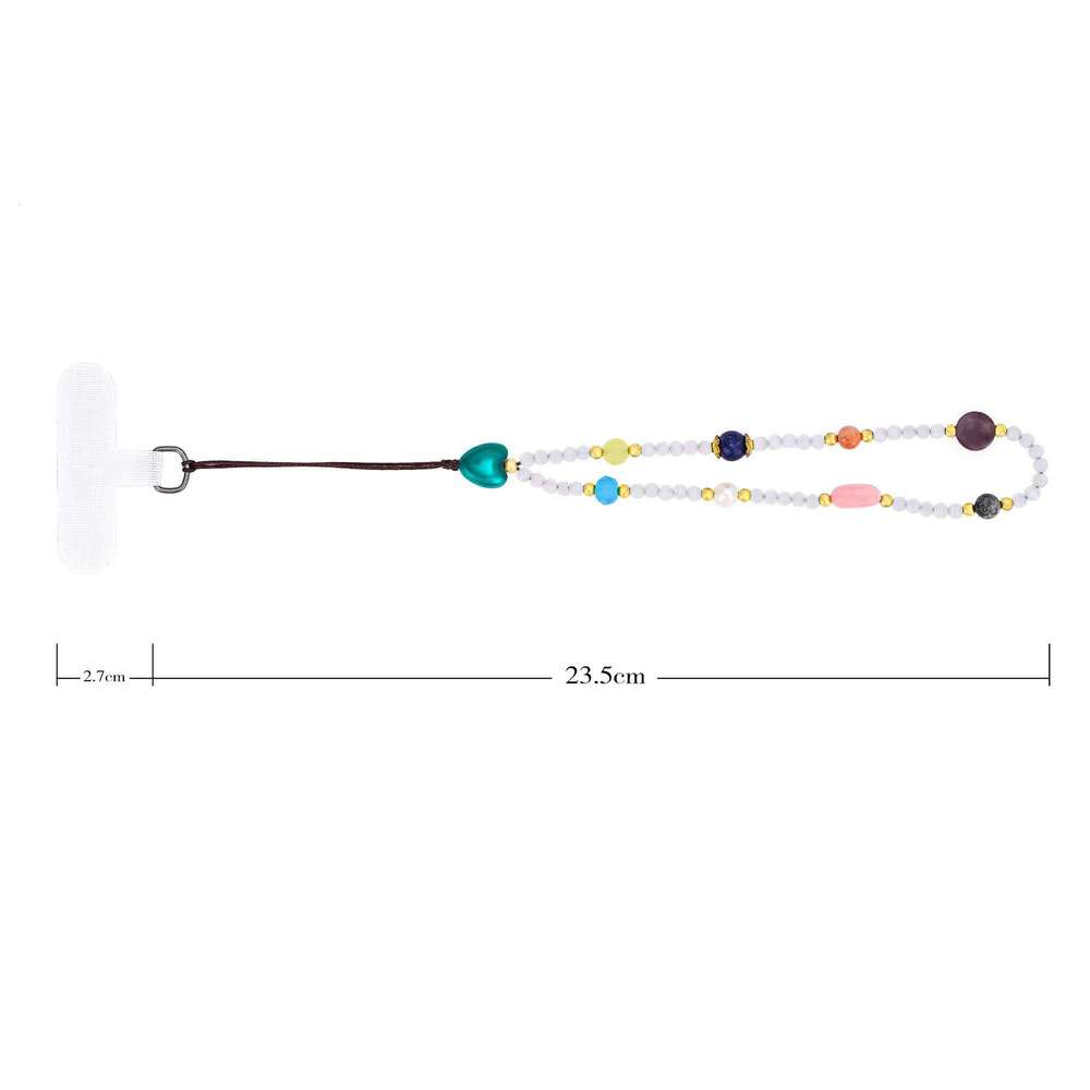 Bohemian New Natural Stone Trendy Seven-Color Bead Necklace Healing Crystal Simple Phone Pendant Chain