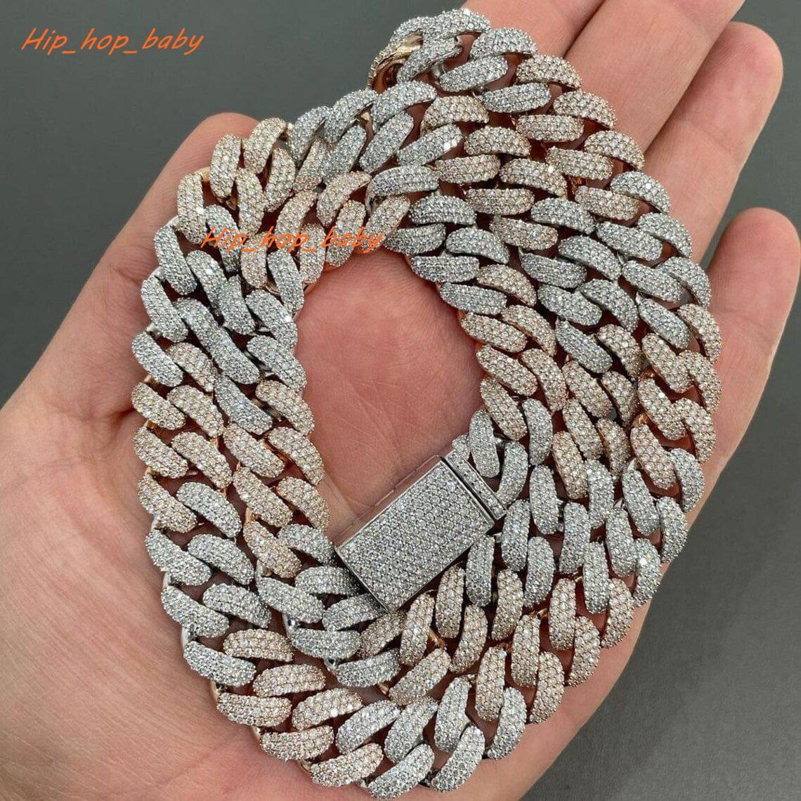 High Quality 18mm Thick Moissanite Diamond 925 Sterling Silver Iced Out Cuban Link Chain Hip Hop Wedding Fashion Jewelry