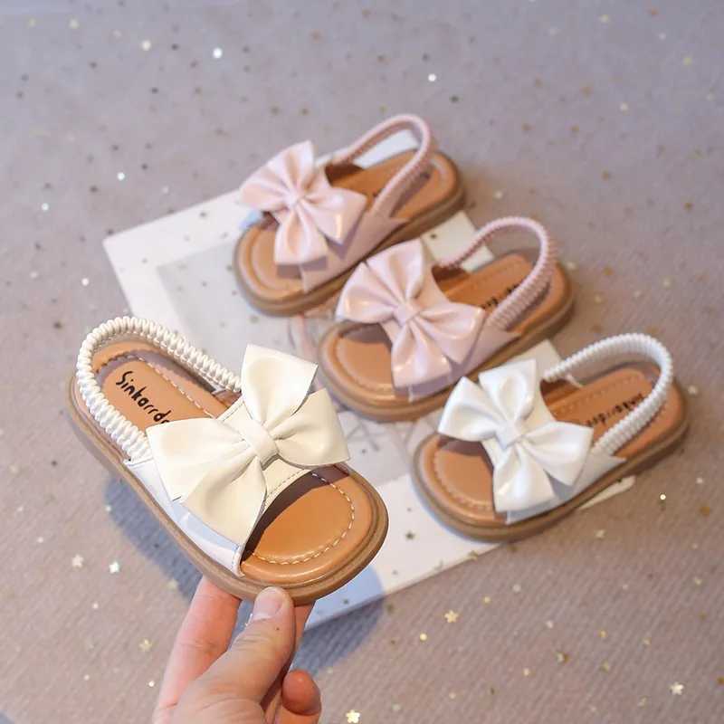 2025 Summer Girls Bow Design Sandals for Girls Kids Sandals Children Beach Shoes Open Toe Flat Anti-slip Rubber Ankle Strap R250707