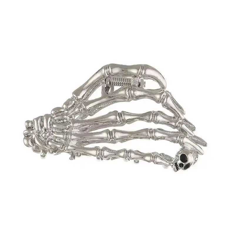 Retro Y2K Skull shaped Hair Claw Clip - Solid Color Hair Claw Clip Womens ponytail stabilizer Halloween accessory for daily use Z250707