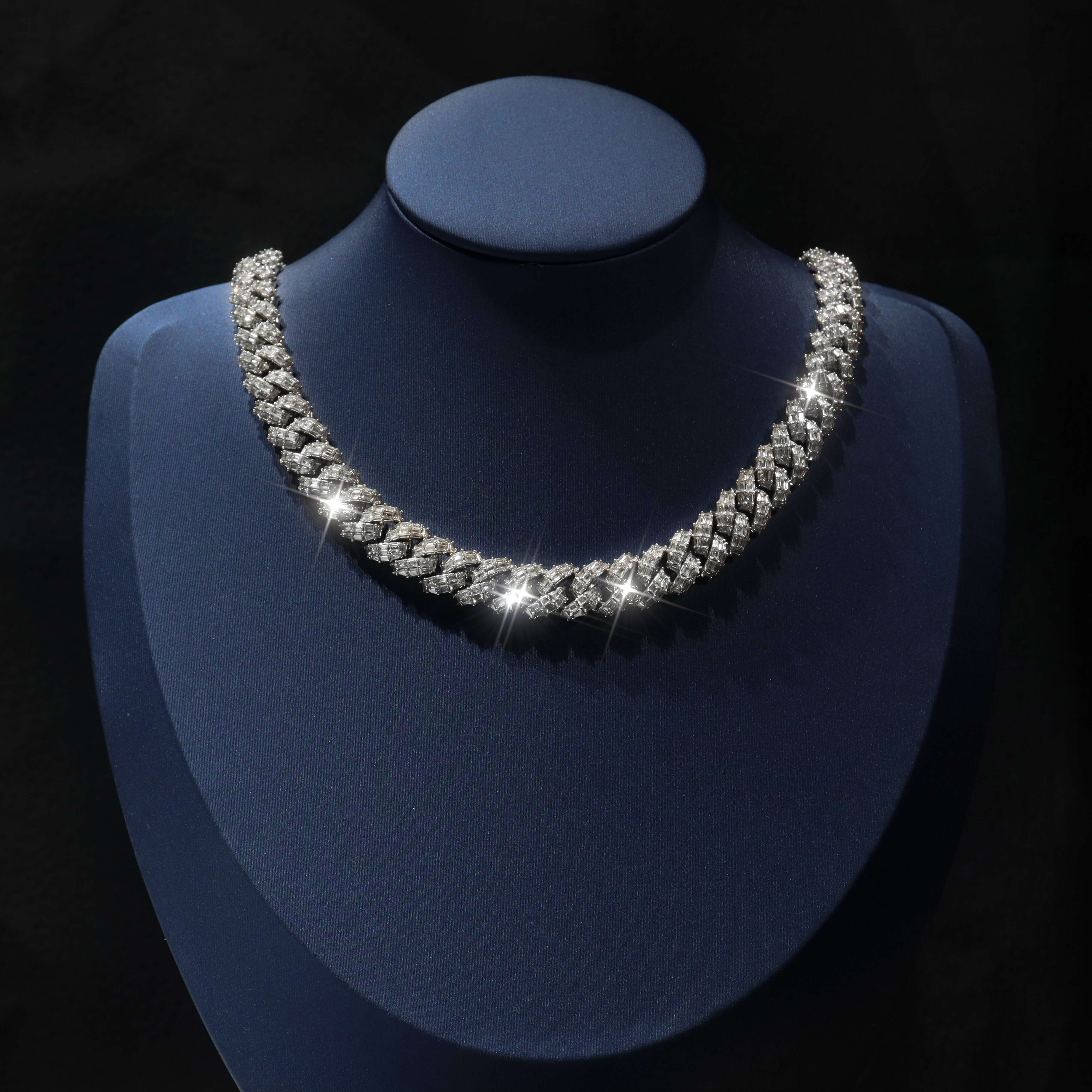 Wholesale 10mm CZ Fine Jewelry Necklace Gift Sterling Silver 5A Zircon Cuban Link Chain for Women Men