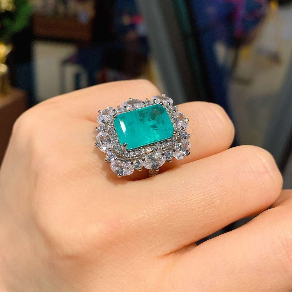 S Sier Needle Trendy Faux Jewelry Accessories Paraiba Three-Piece Set For Women F09