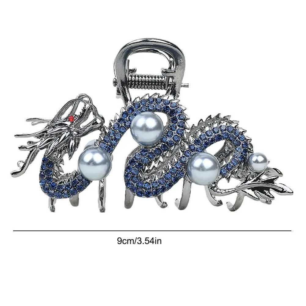 Blue Dragon Hairpin With Pearl Hair Claw Women Simple Hair Claw Hairpin Shark Clip Fashion Temperament Simple Hair Accessories Z250707