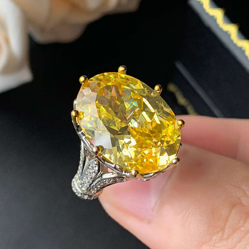 New Jewelry Simulated Bird's Nest Cut Purple Kunzite Pink Yellow Zircon Colorful Gemstone Open Ring For Women Fashion Commuting Dc1