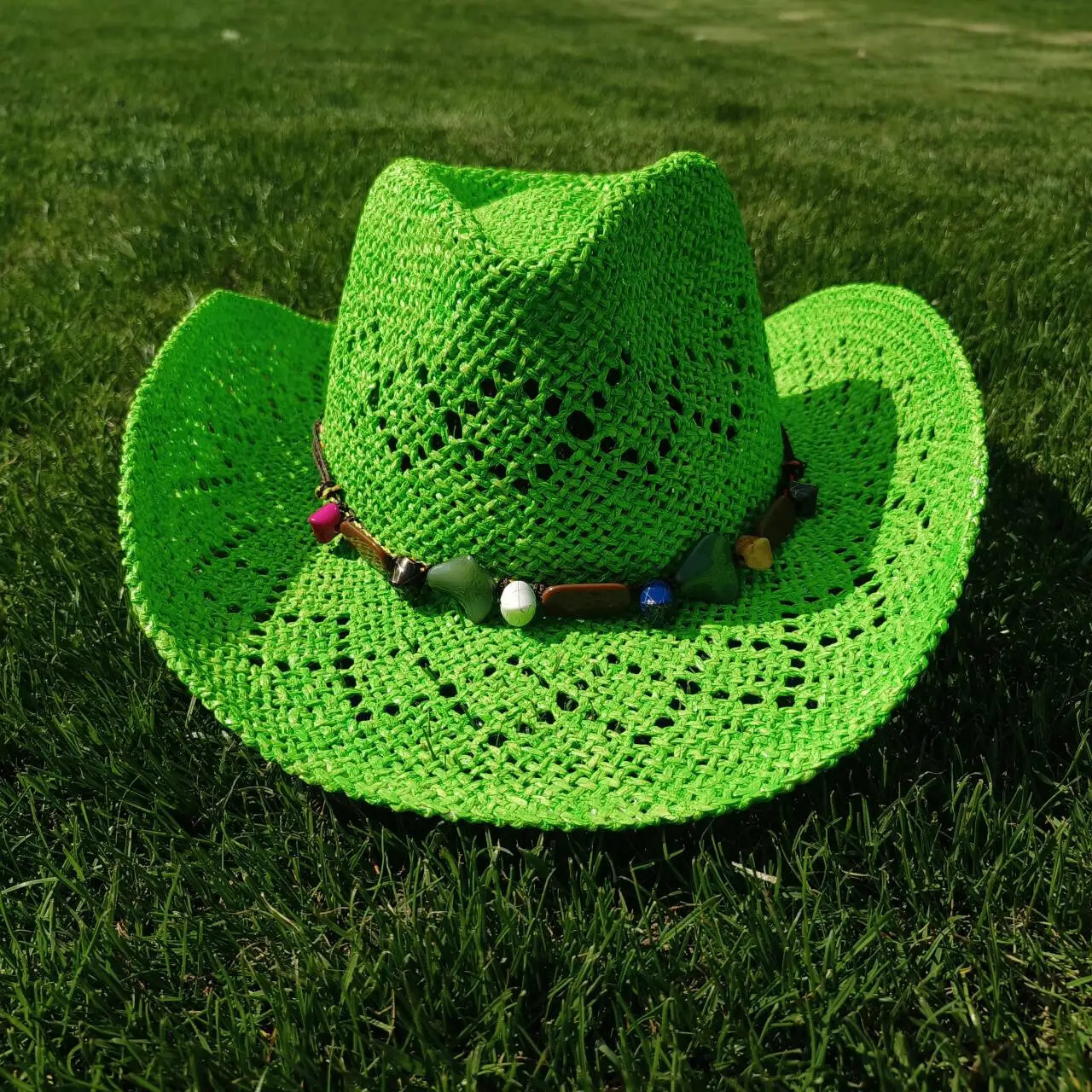 Color HandPainted Cowboy Straw Hat Hollow Western Outdoor Travel Beach Knight Hat 250707