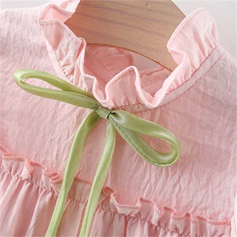 0-4 Y Baby Girls Solid Color Flying Sleeves Tulip Dress Fashion Summer Thin Soft Children Clothing Toddlers Skin-friendly Wear R250707