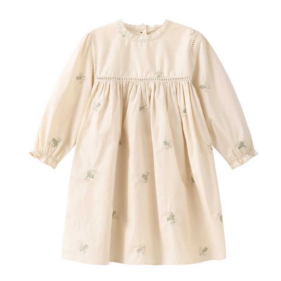 Vintage Floral Embroidery Girls Dress Casual Dresses for Girls Spring Cozy Toddler Princess Party Dress Childrens Dresses R250707