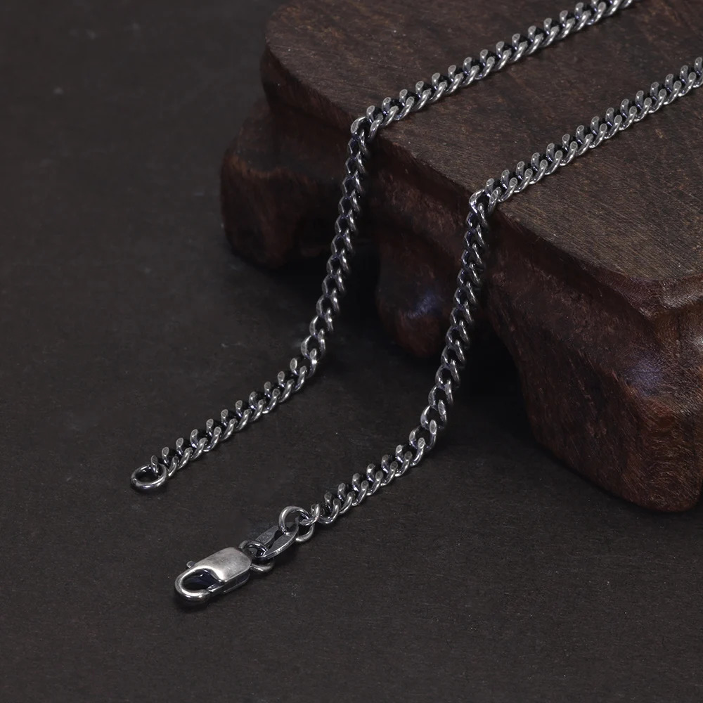 S925 Sterling Silver 2.5mm Whip Rope Mens Necklace Punk Rock Cool Fashion Long Necklace Jewelry 250702
