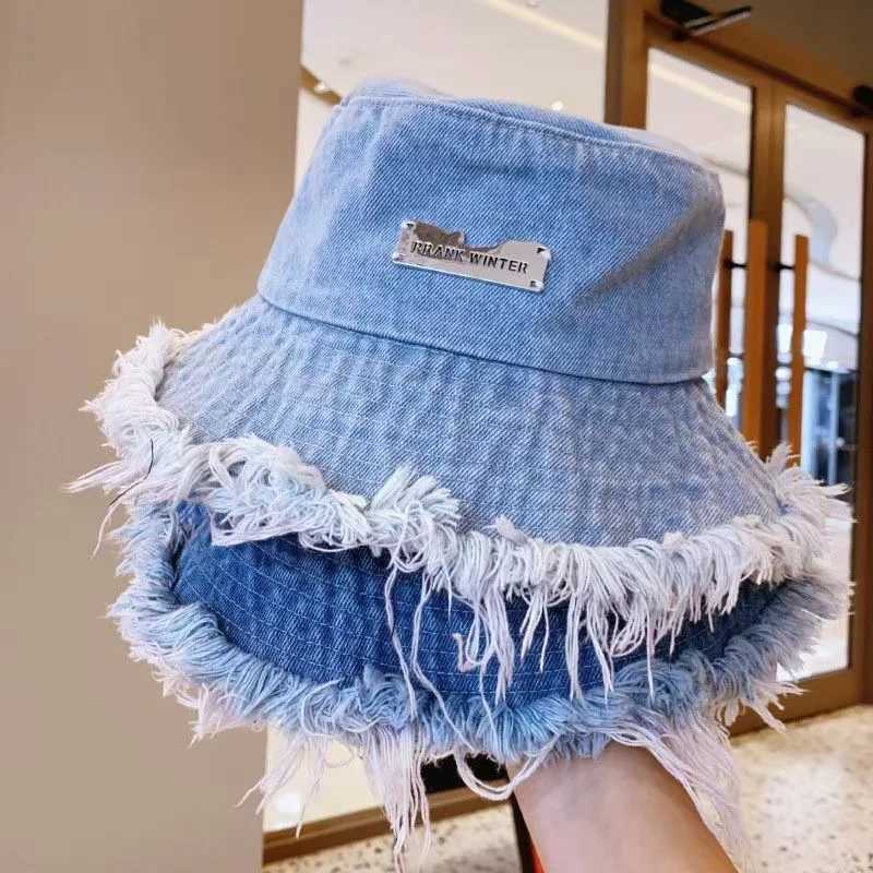 Cowboy fisherman hat for women washed and worn in spring and summer with rough edges for sun protection and shade outdoor Y250707