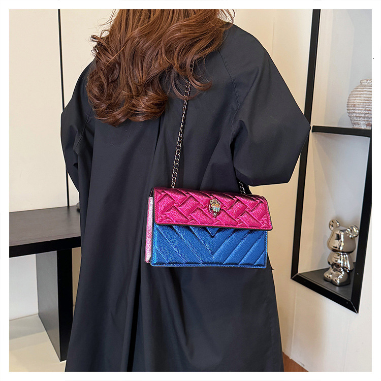 Designer Laser Colorful Patchwork Chain 2025 New Fashion Underarm Quilted Embroidery Eagle Head Crossbody Light Luxury Women's Bag