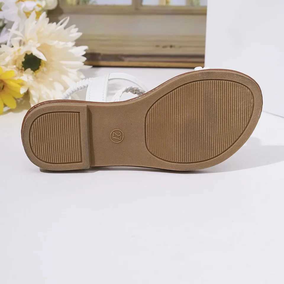 Diamond Bow Childrens Sandals Comfortable and Cute Princess Shoes White and Yellow Woven Design for Girls Shoes z250708B6RV