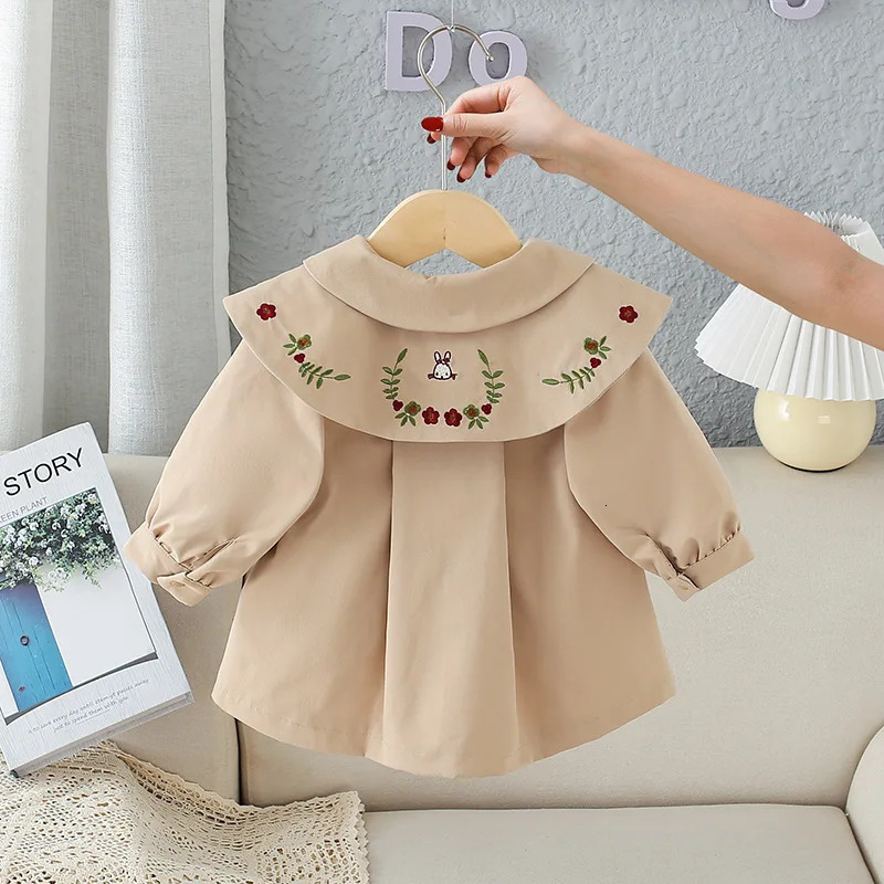 Spring Girls Long-Sleeved Embroidered Windbreaker Coat for Babies And Kids Contracted Leisure Infant Childrens Clothing 250704