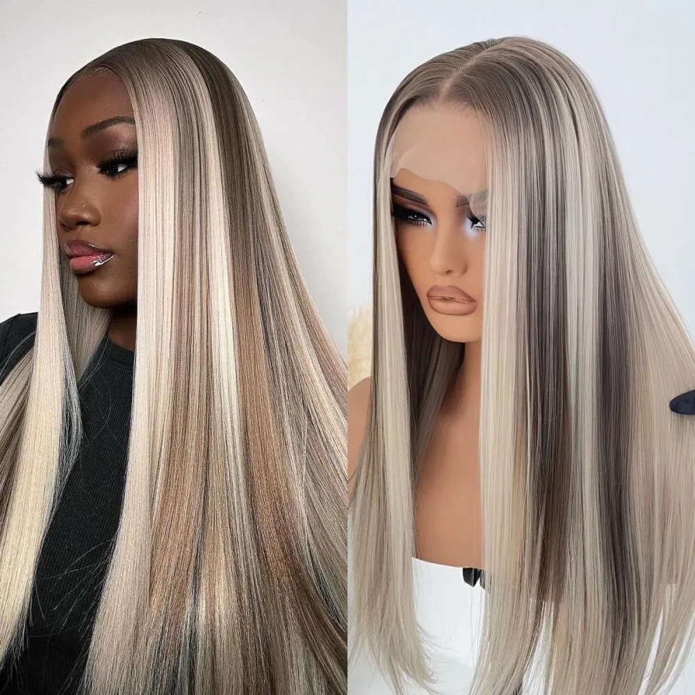 Peruvian Lace Frontal Wig Simular to Really Human Hair Wig Bone Straight 13x4 Lace Front Wig HD Transparent for Women Black/Red Synthetic Wig Pre Pluc