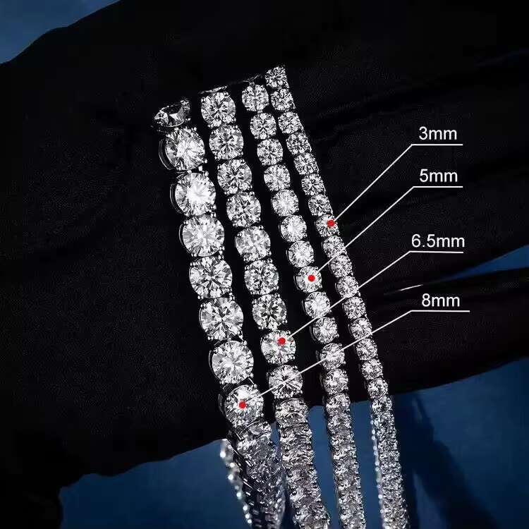 Delivery Fine Jewelry 925 Sterling Silver VVS Moissanite Diamond Classic Cluster Bling Tennis Chain Necklace