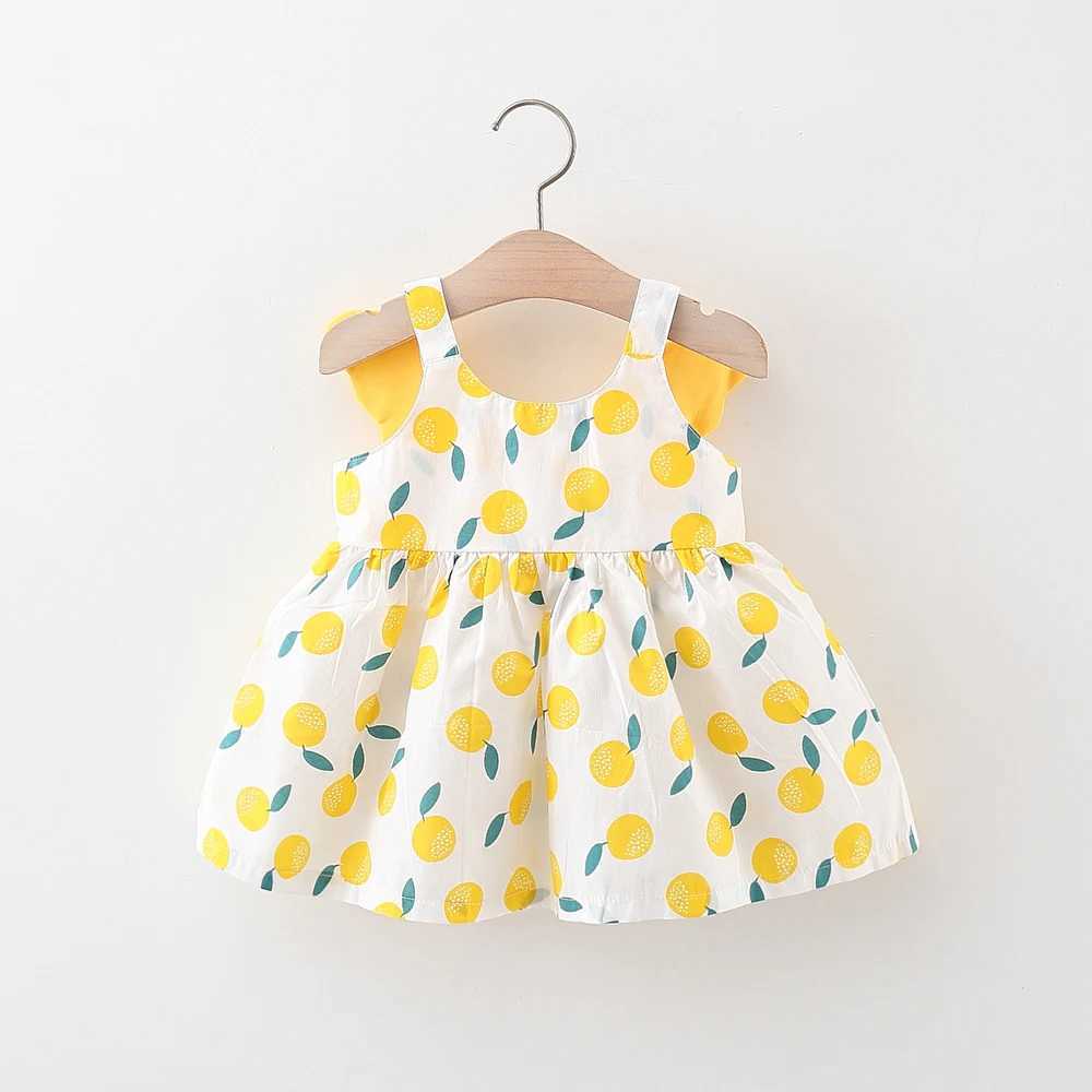 0-3 Years Old Girl Baby Summer Dress with Back Wings Full of Printed Hanging Strap Princess Dress R250707