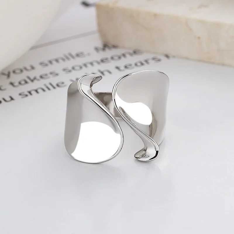 925 Sterling Silver Rings for Women Couple Minimalist Handmade Simple Big Open Ring Party Prevent Allergy Jewelry Holiday Gifts XJ250707