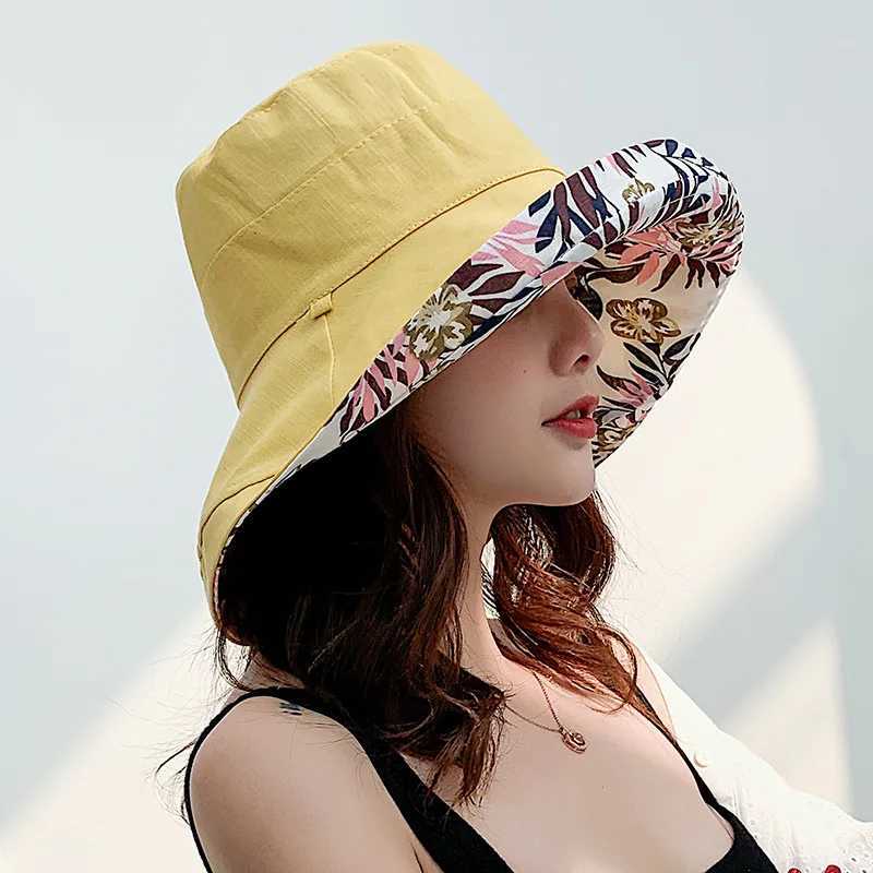 Women Hat Bucket Hat Panamanian Women Four Seasons Fisherman Hat Big Brim Hat Double-Sided Fisherman Hat Sun Visor Sunhat Y250707
