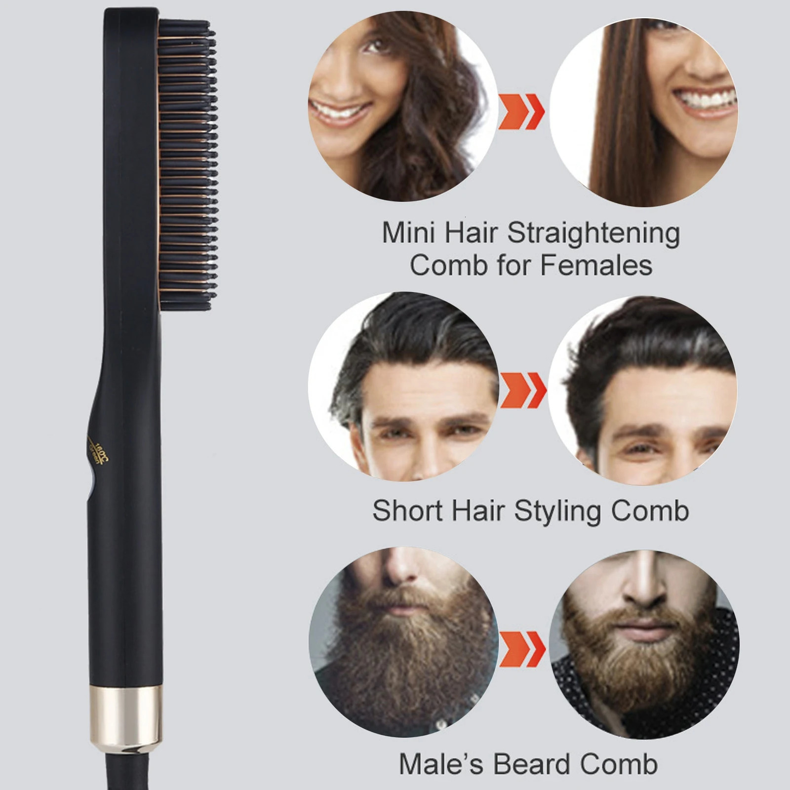 Electric Beard Straightening Comb Multifunctional Straightener Brush Hair Styling Tool for Men 250624