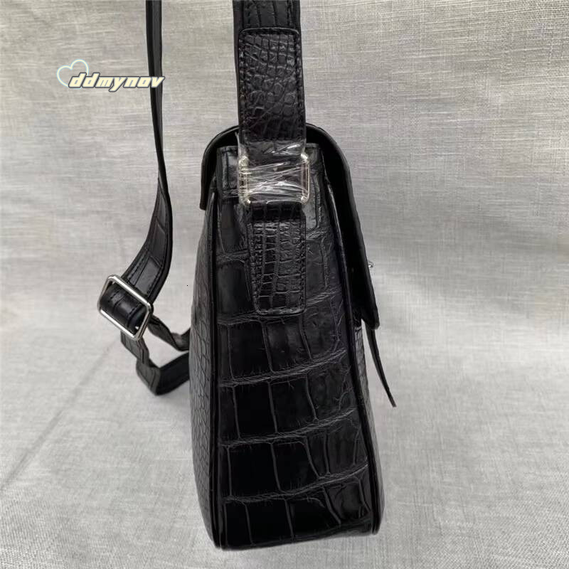 Authentic Real Crocodile Belly Skin Mens Messenger Satchels Genuine Alligator Leather Male Single Shoulder Bag ddmynov
