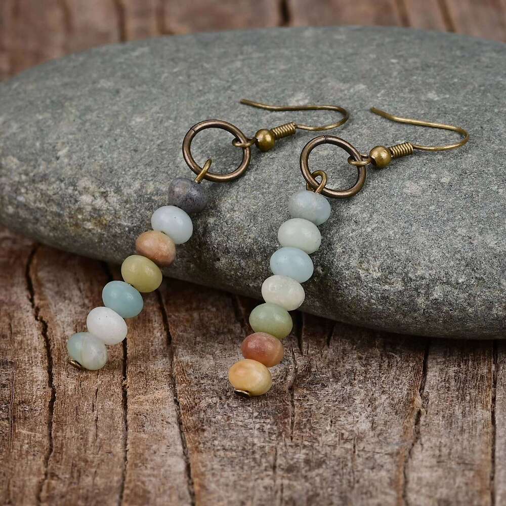casual Natural Stone bohemian Style Overlay Beads Earrings