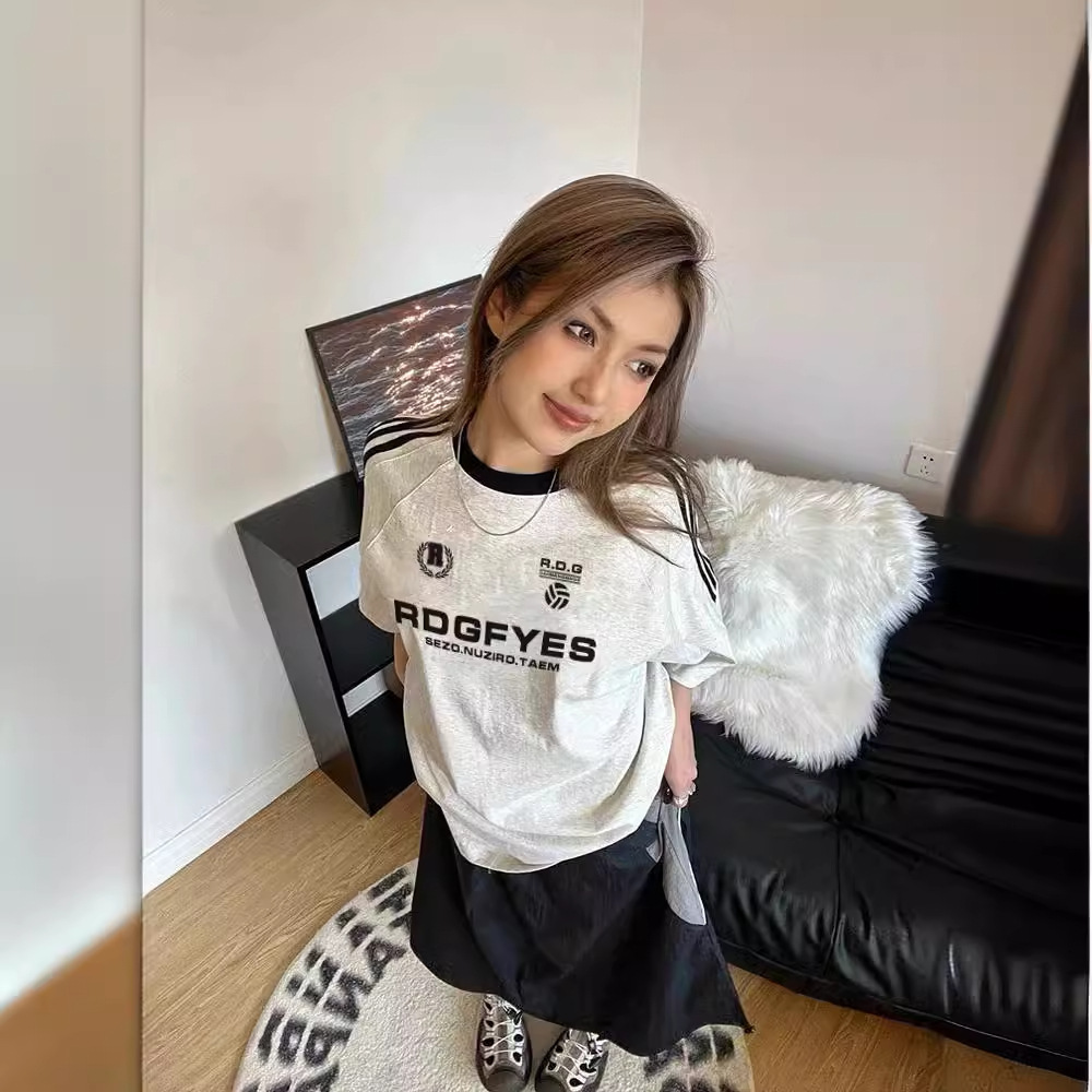 2025 Summer new women's T-shirt loose lazy style spicy girl top printed casual versatile short sleeved T-shirt new designer T-shirt