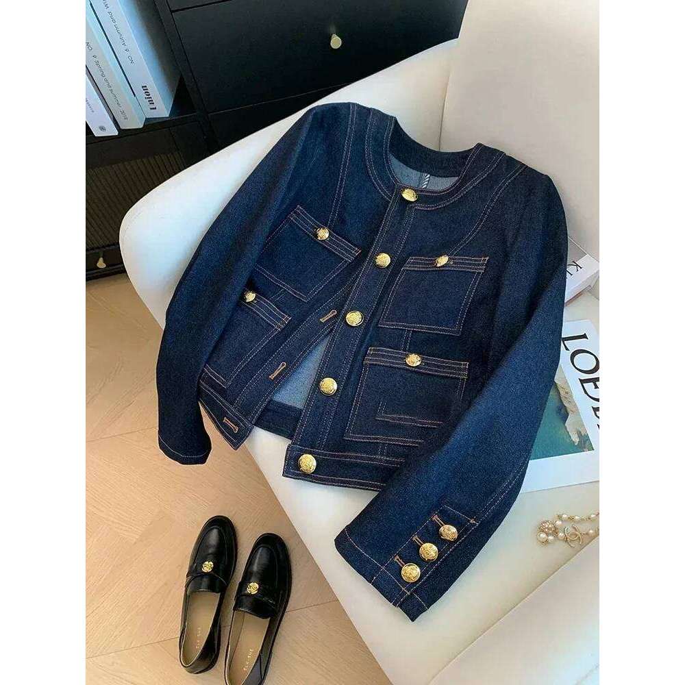 Syiwidii Blue Denim Jacket Women Autumn Classic Style Short Coat New Korean Fashion Pockets O-Neck Female Loose Jackets