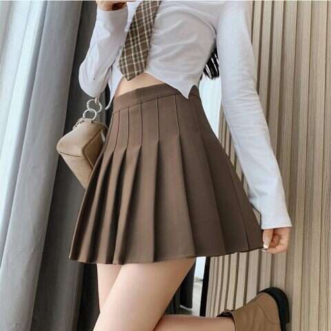 Pleated Short Autumn Winter New High Waist Slimming JK Plaid Anti-Exposure A-Line College Half Skirt Wholesale B5